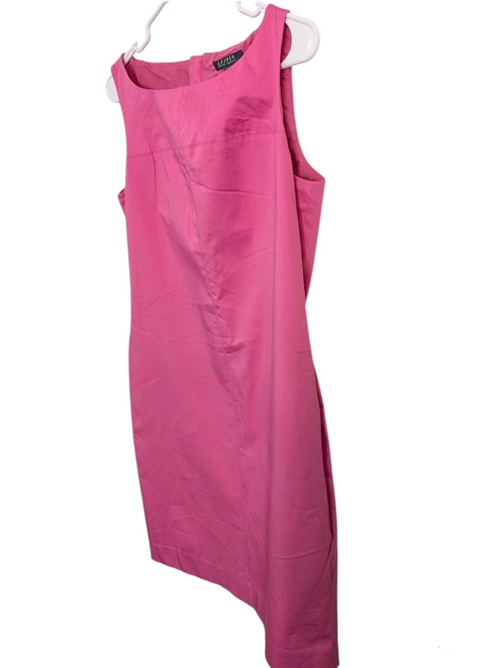 Lauren Ralph Lauren Sleeveless Pink CottonSheath Dress with Boat Neck size 10.